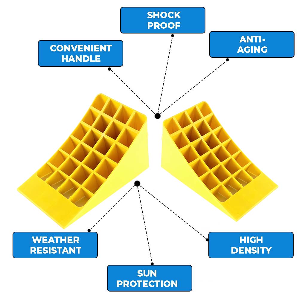 Wheel Chock Yellow 45 CM Pipe Shape Premium Quality Durable Car Garage Wheel Professional Grade Parking Wheel Chocks - Biri Group