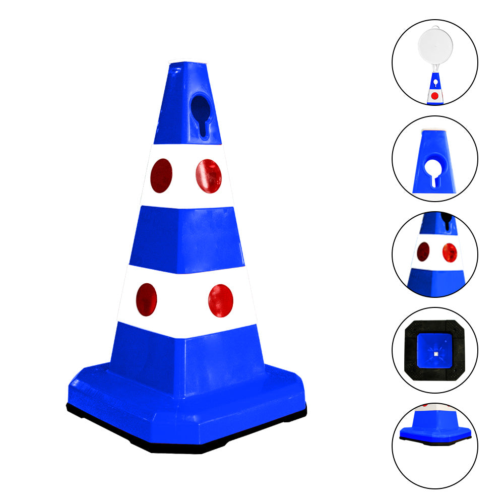 Unbreakable Safety Traffic Cone 620 MM with Cat-Eyes Lenses - Biri Group