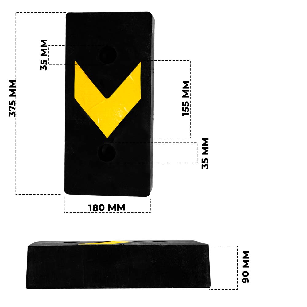 Loading Dock Bumper Black 38x18x9 with Yellow Reflector - Biri Group