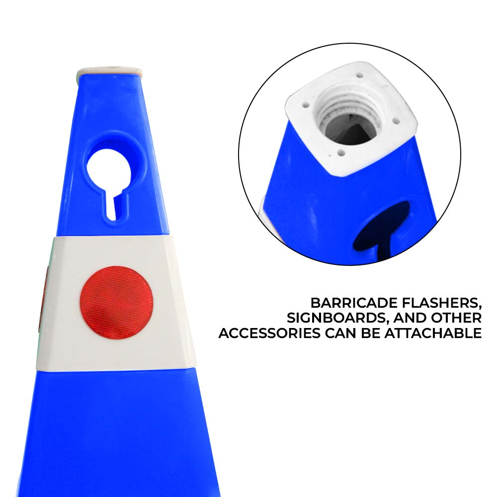 Unbreakable Safety Traffic Cone 620 MM with Cat-Eyes Lenses - Biri Group
