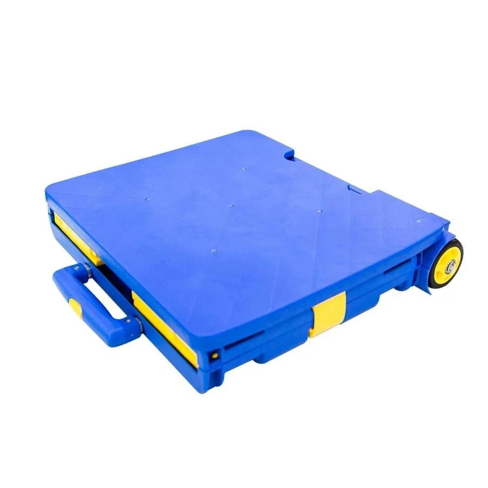 premium folding shopping trolley light blue yellow