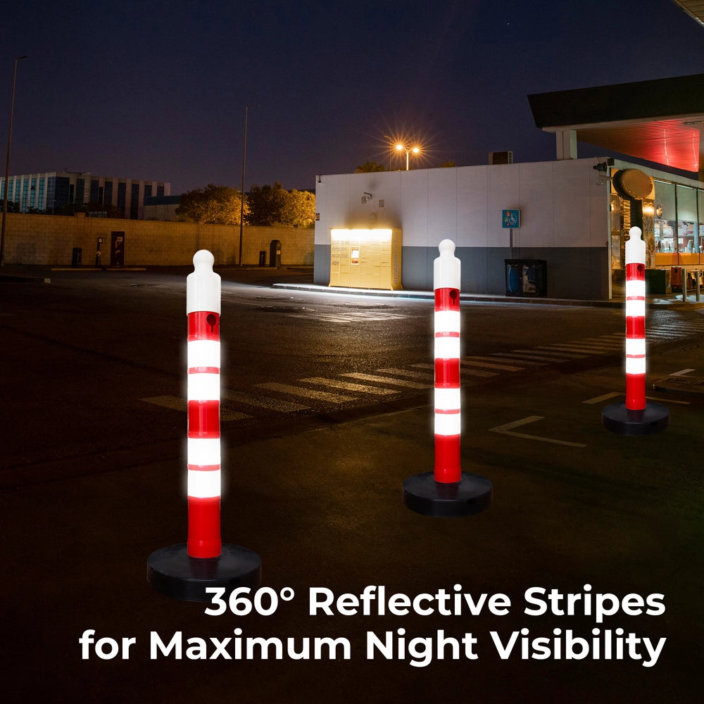 Reflective Delineator Post Red | 120CM Safety Traffic Barrier with Sand Weighted Base