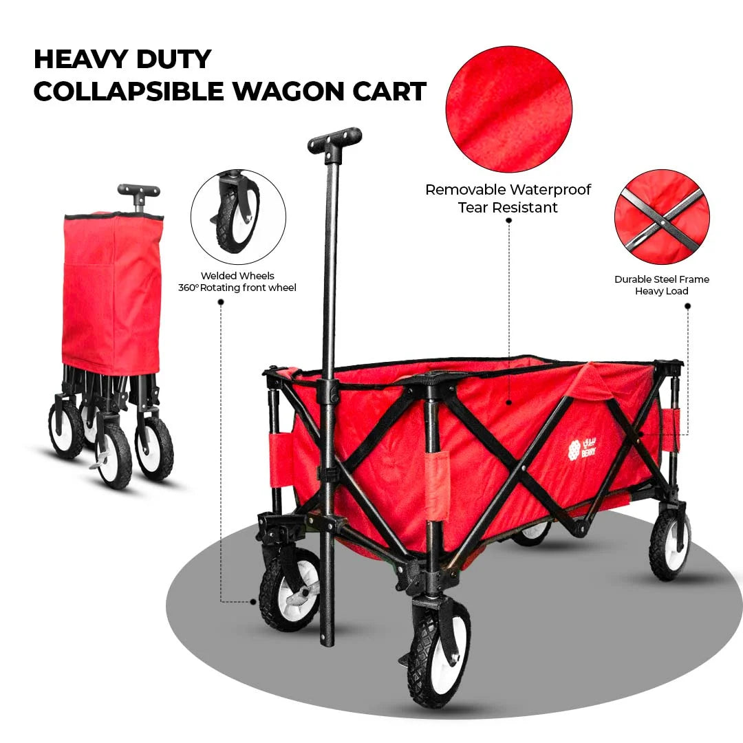 stackable outdoor garden trolley with cover red