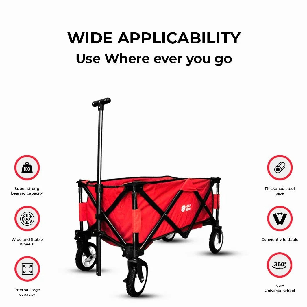 ultimate folding outdoor garden trolley with cover red