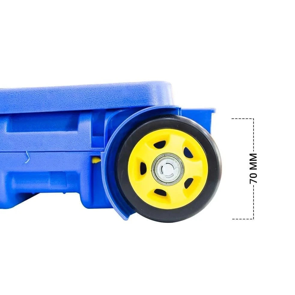 wheels shopping trolley light blue yellow