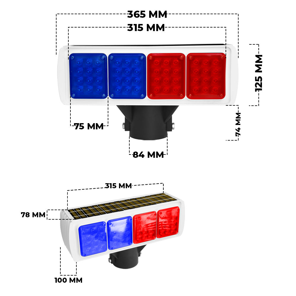 Solar Powered LED Strobe Light Red & Blue