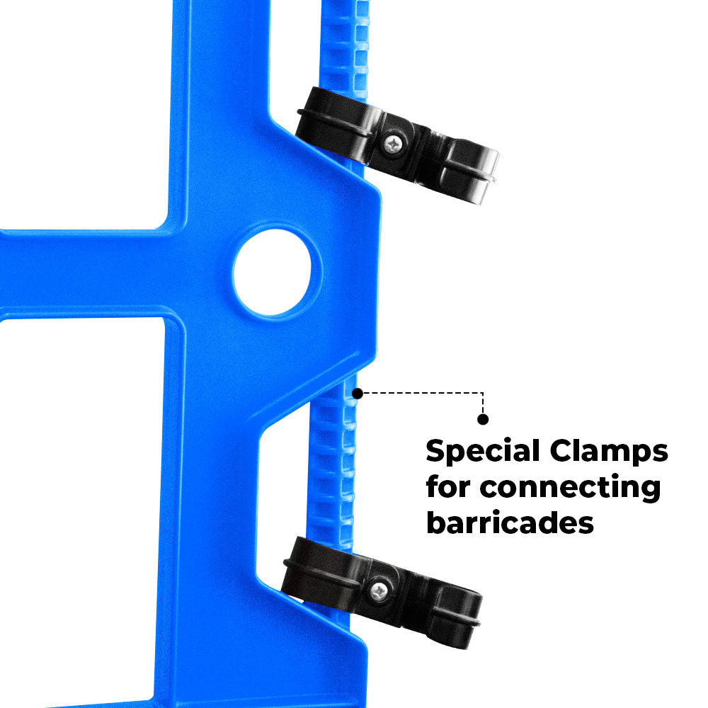 150CM Portable Plastic Barrier with Reflectors and Accessories Socket - Blue - Biri Group