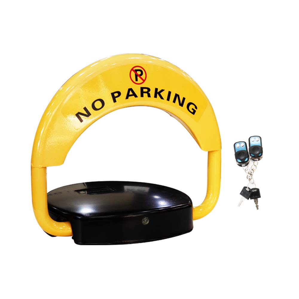 Solar Parking Barrier With Remote Control - Yellow & Black With NO Parking Sticker - Biri Group