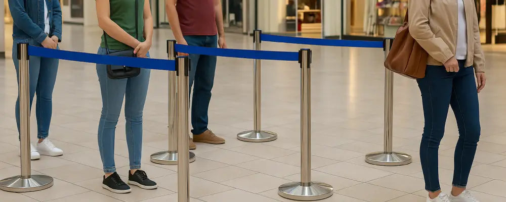 Queuing System Rope Queue Barrier Systems: Retractable Belt vs. Post & Rope Guide – Biri ...
