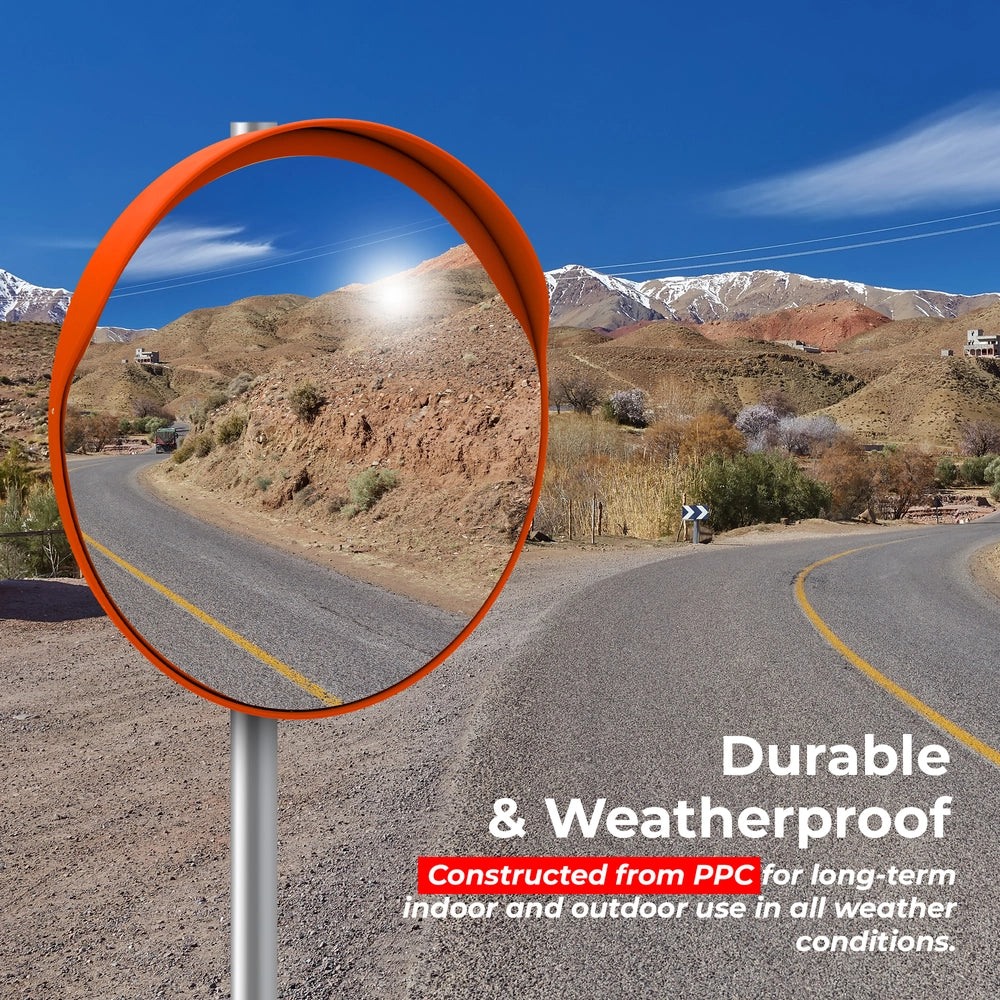 100CM Safety Convex Mirror Orange | Wide-Angle Outdoor Blind Spot Mirror