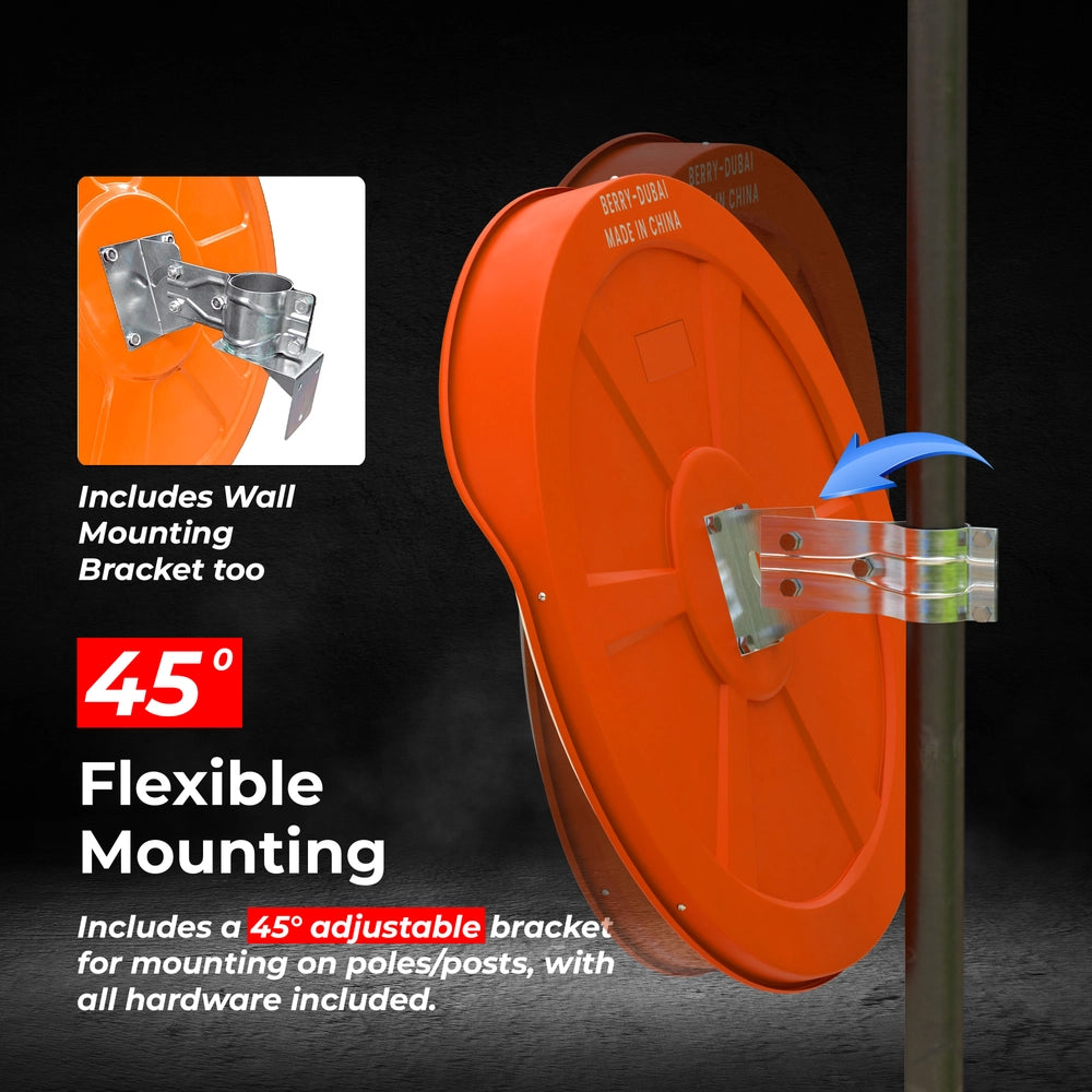 100CM Safety Convex Mirror Orange | Wide-Angle Outdoor Blind Spot Mirror