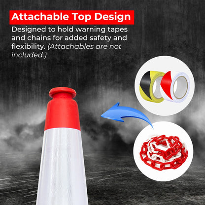 100CM Traffic Safety Cone - Red | Heavy Duty Portable Parking Cone with Reflective Collar