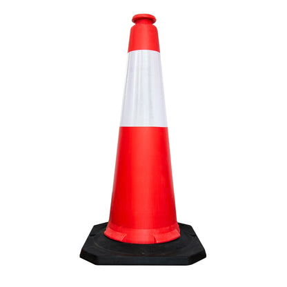 100CM Traffic Safety Cone - Red | Heavy Duty Portable Parking Cone with Reflective Collar