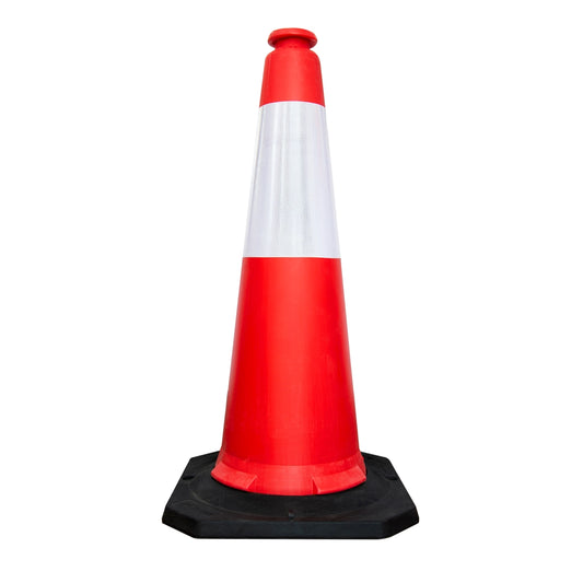 100CM Traffic Safety Cone - Red | Heavy Duty Portable Parking Cone with Reflective Collar