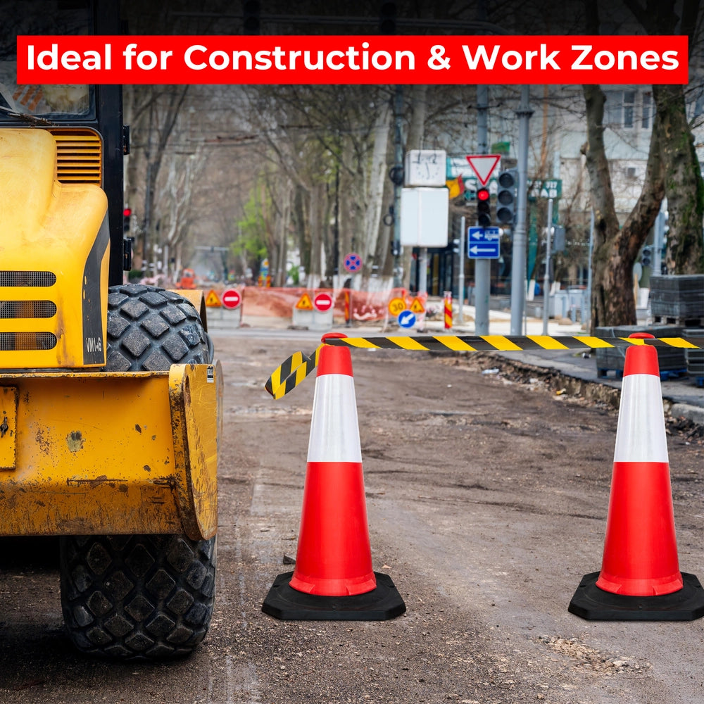 100CM Traffic Safety Cone - Red | Heavy Duty Portable Parking Cone with Reflective Collar