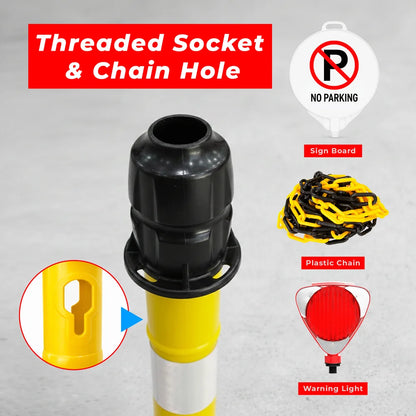 100CM Safety Delineator Post Yellow | Reflective Traffic Barrier Post