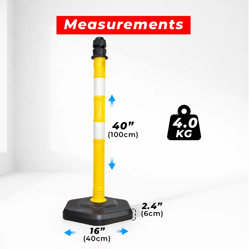 100CM Safety Delineator Post Yellow | Reflective Traffic Barrier Post