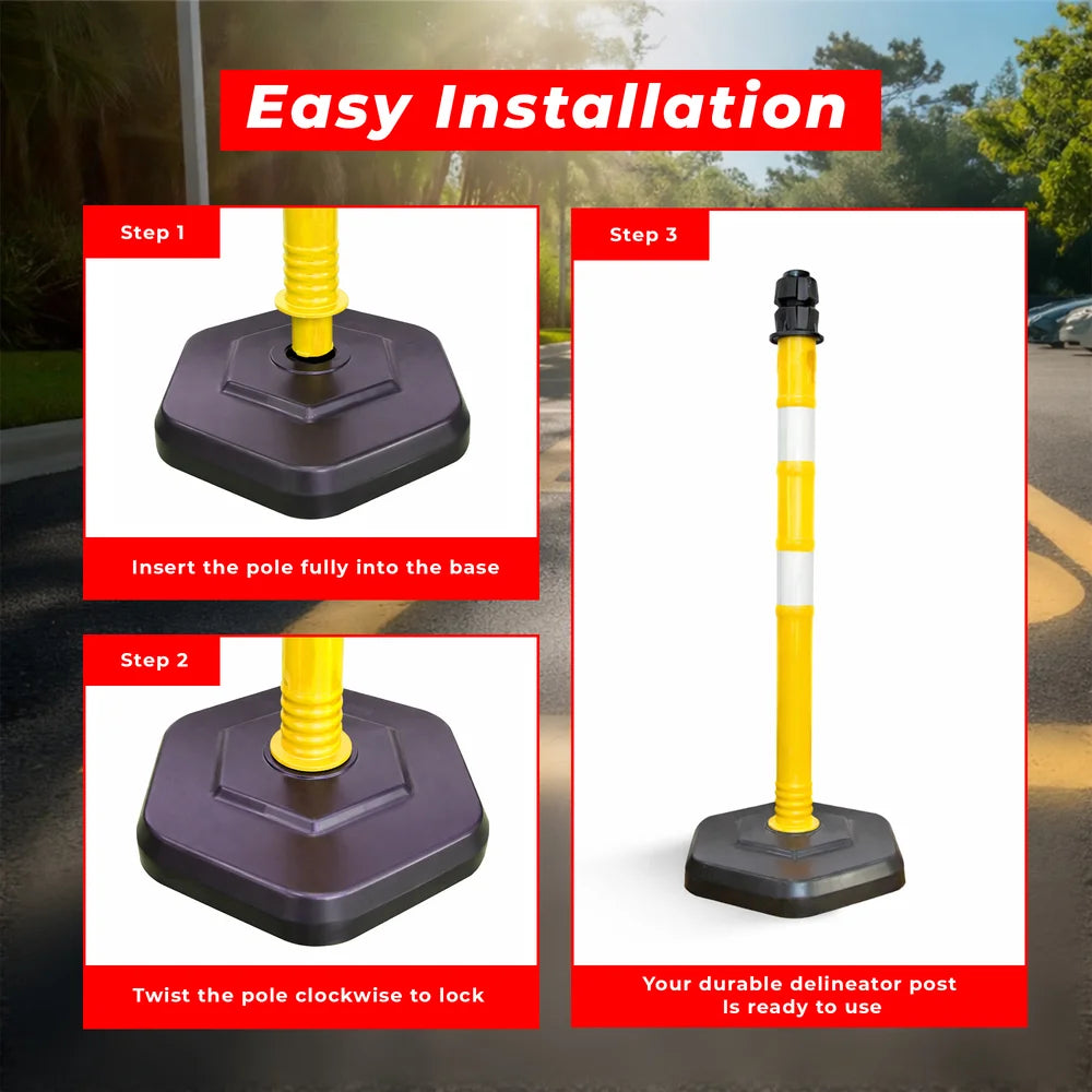 100CM Safety Delineator Post Yellow | Reflective Traffic Barrier Post