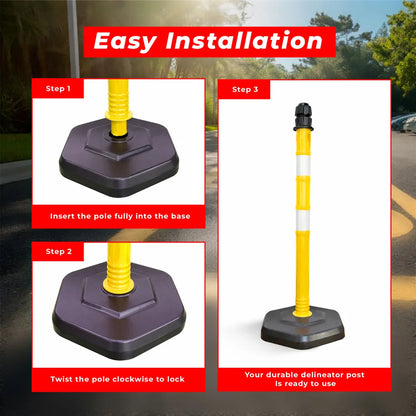 100CM Safety Delineator Post Yellow | Reflective Traffic Barrier Post