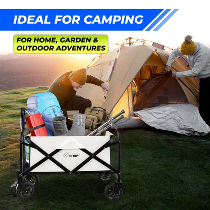 100KG Festival Trolley Beige | Foldable Camping Wagon Cart
