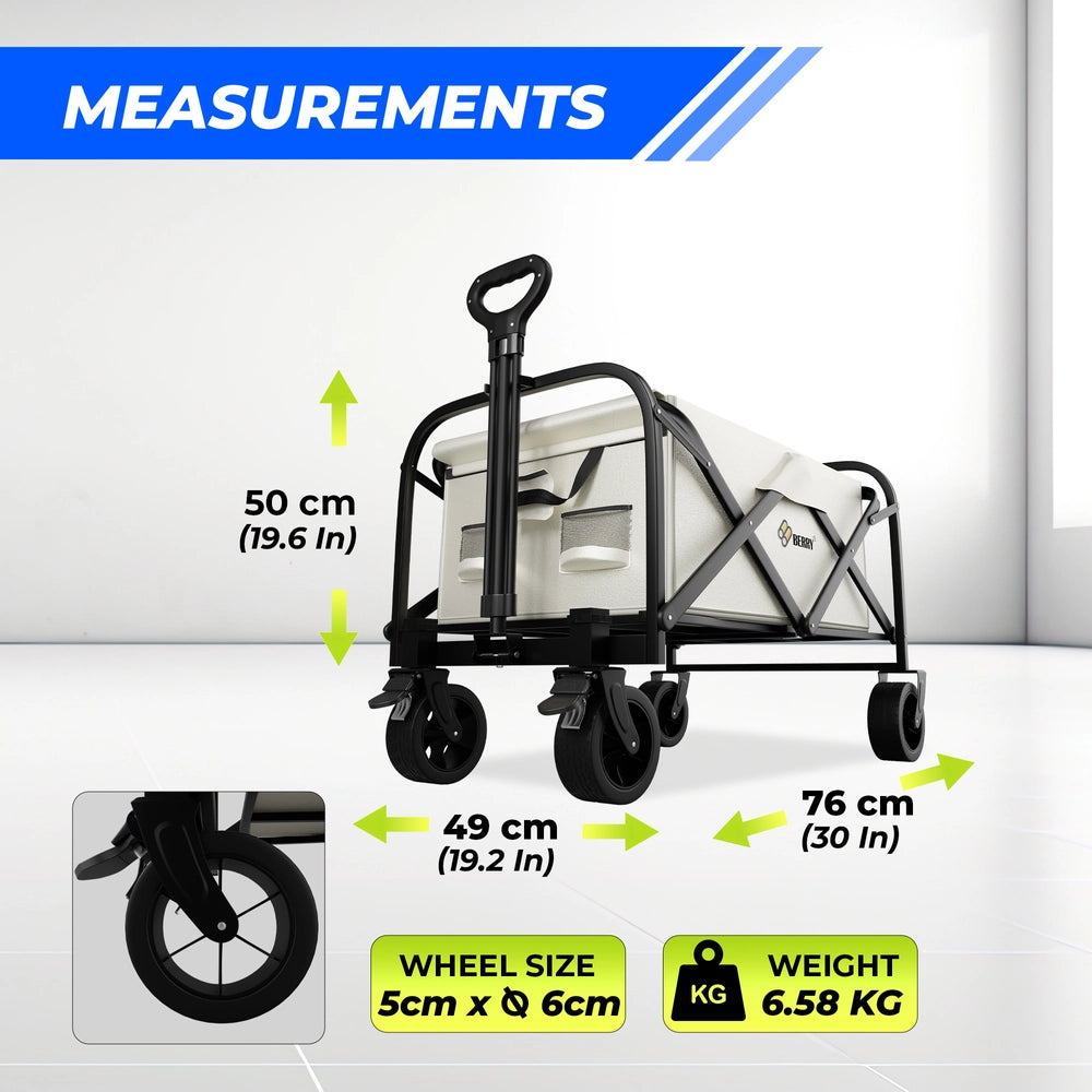 100KG Festival Trolley Beige | Foldable Camping Wagon Cart