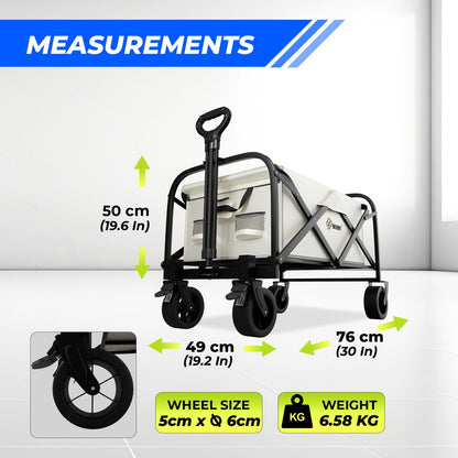 100KG Festival Trolley Beige | Foldable Camping Wagon Cart