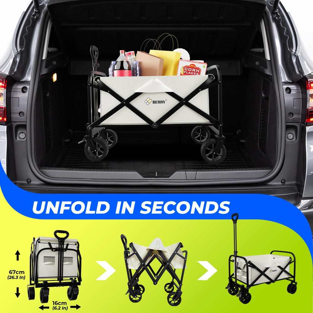 100KG Festival Trolley Beige | Foldable Camping Wagon Cart