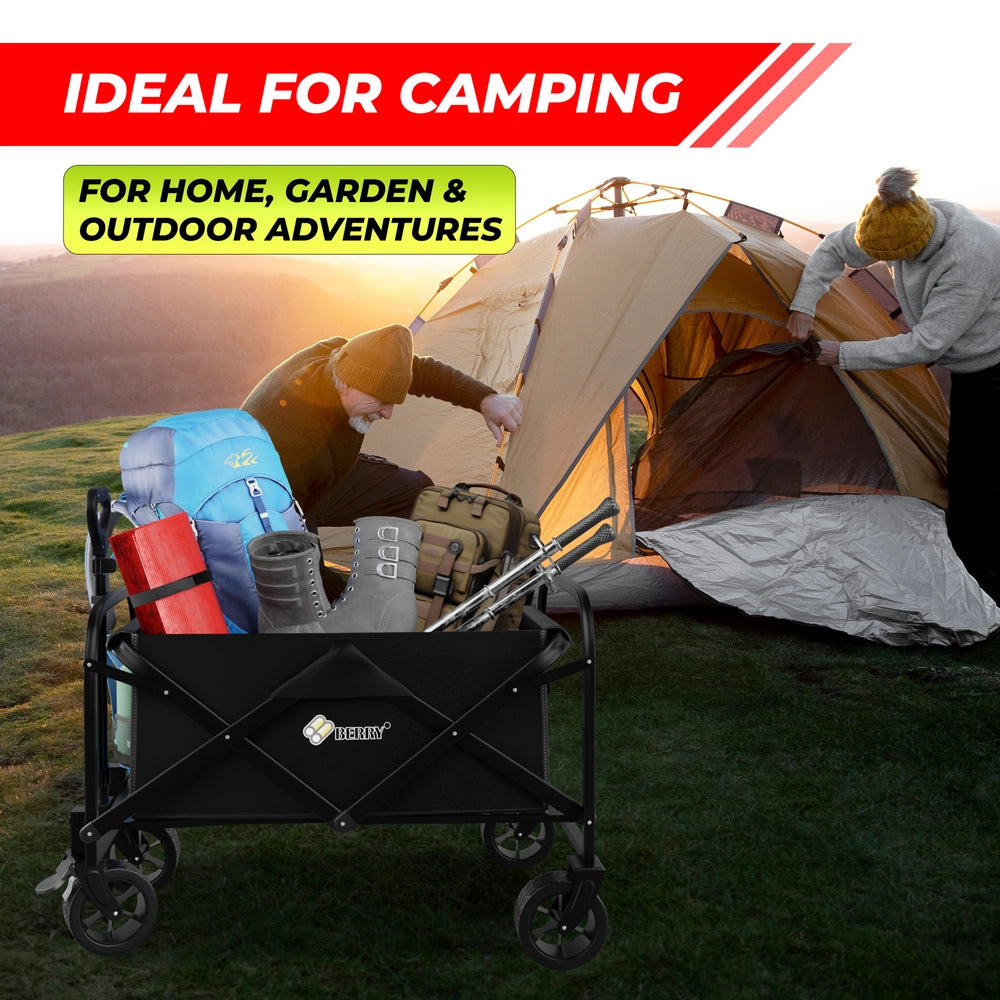 100KG Festival Trolley Black | Foldable Camping Wagon Cart