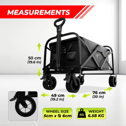 100KG Festival Trolley Black | Foldable Camping Wagon Cart