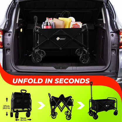 100KG Festival Trolley Black | Foldable Camping Wagon Cart