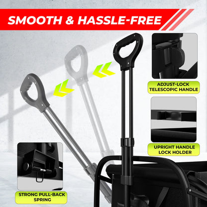 100KG Festival Trolley Black | Foldable Camping Wagon Cart