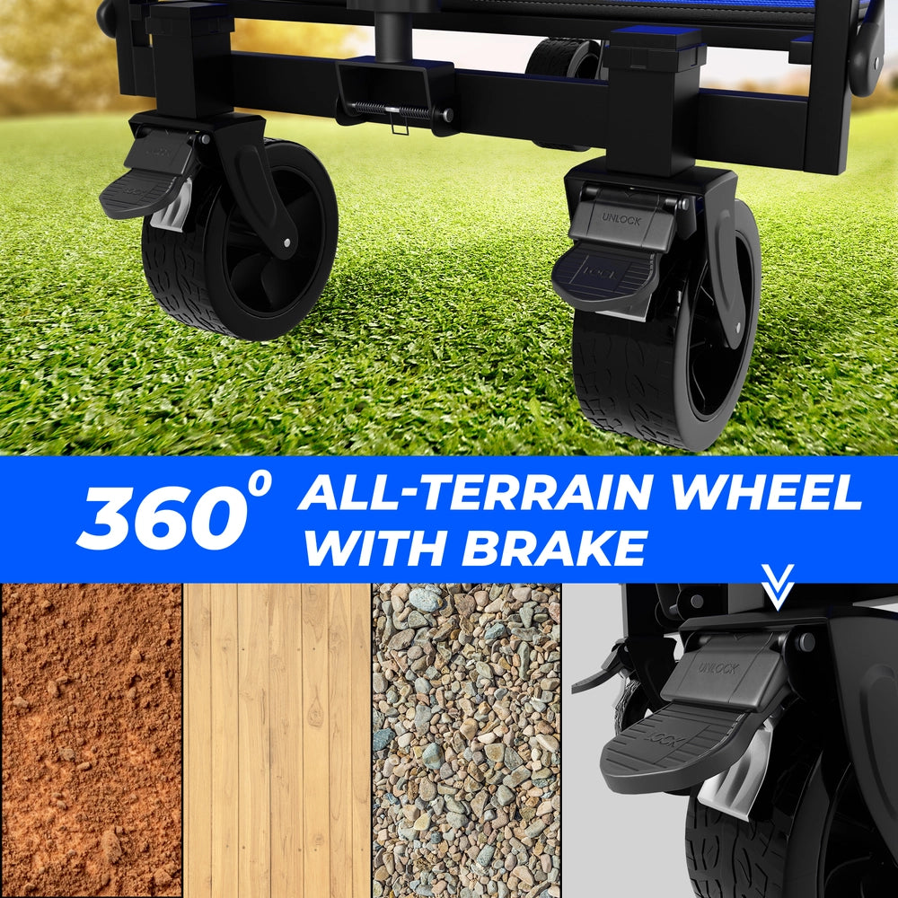 100KG Shopping Trolley Blue | Foldable Camping Wagon with All-Terrain Wheels