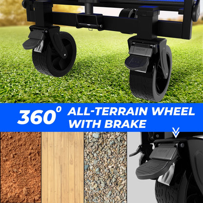 100KG Shopping Trolley Blue | Foldable Camping Wagon with All-Terrain Wheels