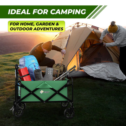 100KG Foldable Trolley Green | Heavy Duty Camping Cart