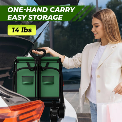 100KG Foldable Trolley Green | Heavy Duty Camping Cart