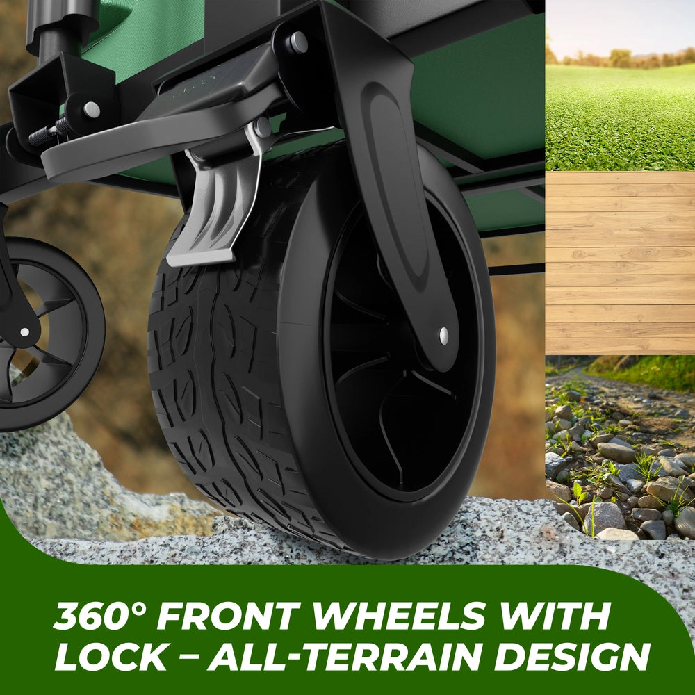 100KG Foldable Trolley Green | Heavy Duty Camping Cart