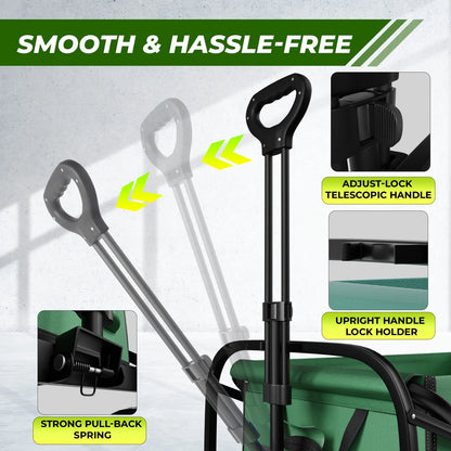 100KG Foldable Trolley Green | Heavy Duty Camping Cart