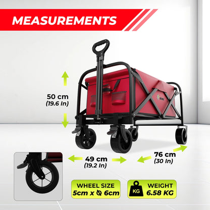 100KG Foldable Shopping Trolley Red | Heavy Duty Camping Cart