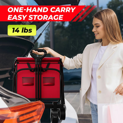 100KG Foldable Shopping Trolley Red | Heavy Duty Camping Cart