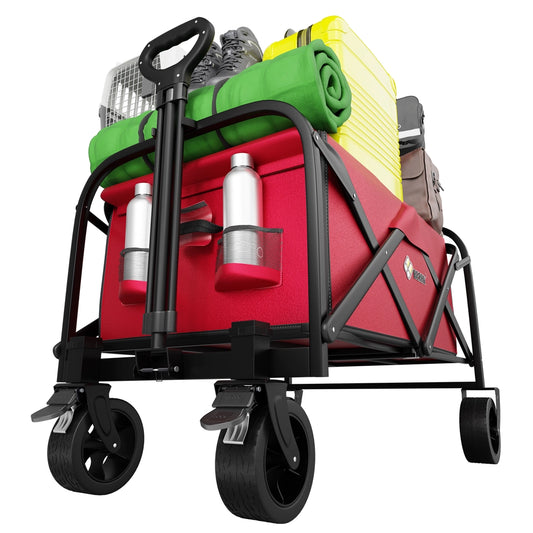 100KG Foldable Shopping Trolley Red | Heavy Duty Camping Cart