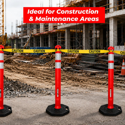 110CM Traffic Delineator Post Orange | Safety Barrier Post with Weighted Base
