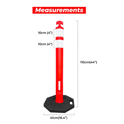 110CM Traffic Delineator Post Orange | Safety Barrier Post with Weighted Base