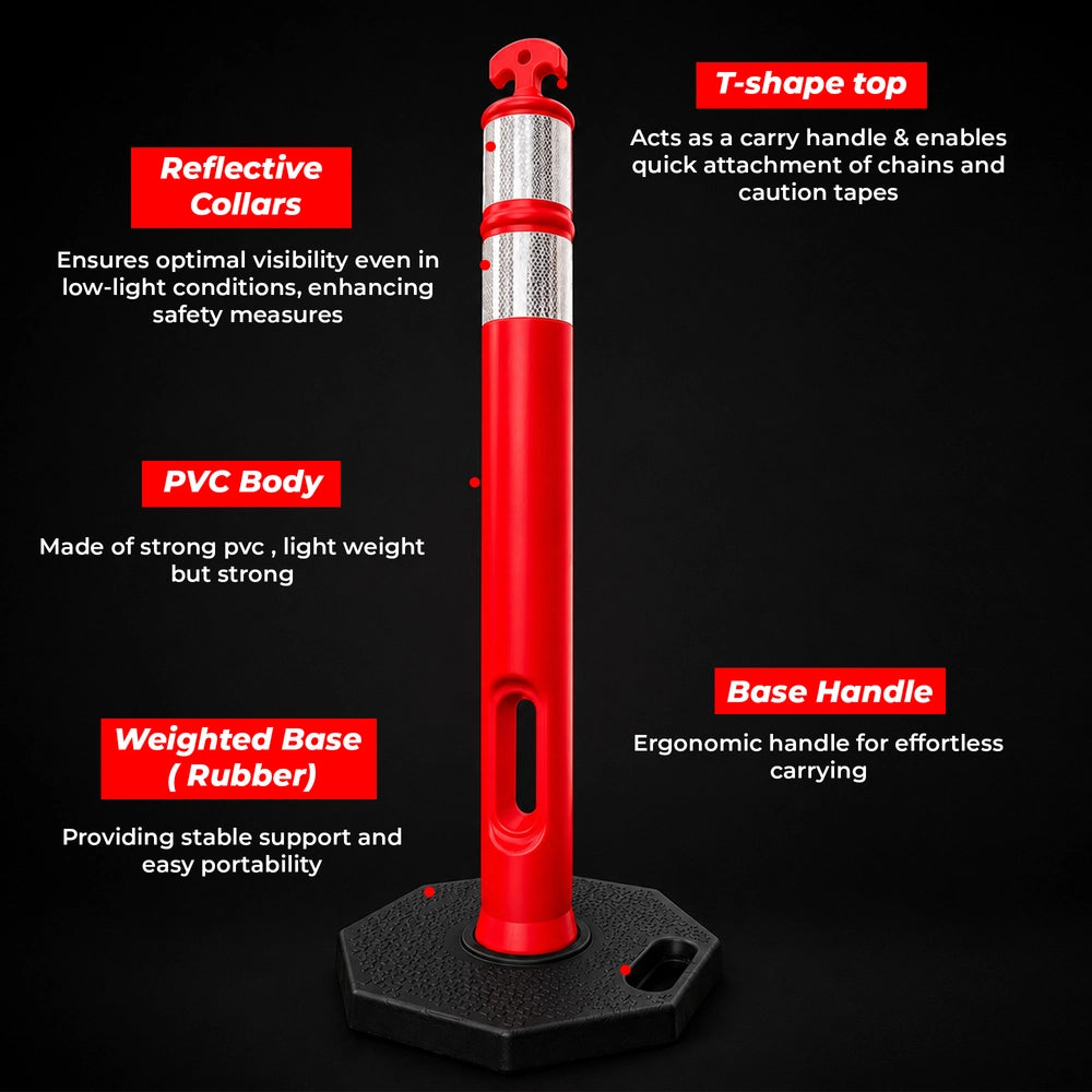 110CM Traffic Delineator Post Orange | Safety Barrier Post with Weighted Base
