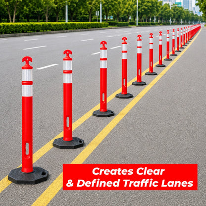 110CM Traffic Delineator Post Orange | Safety Barrier Post with Weighted Base