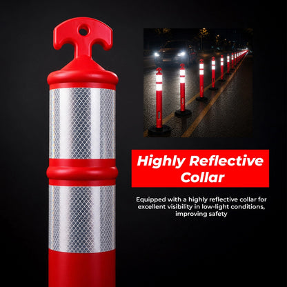 110CM Traffic Delineator Post Orange | Safety Barrier Post with Weighted Base