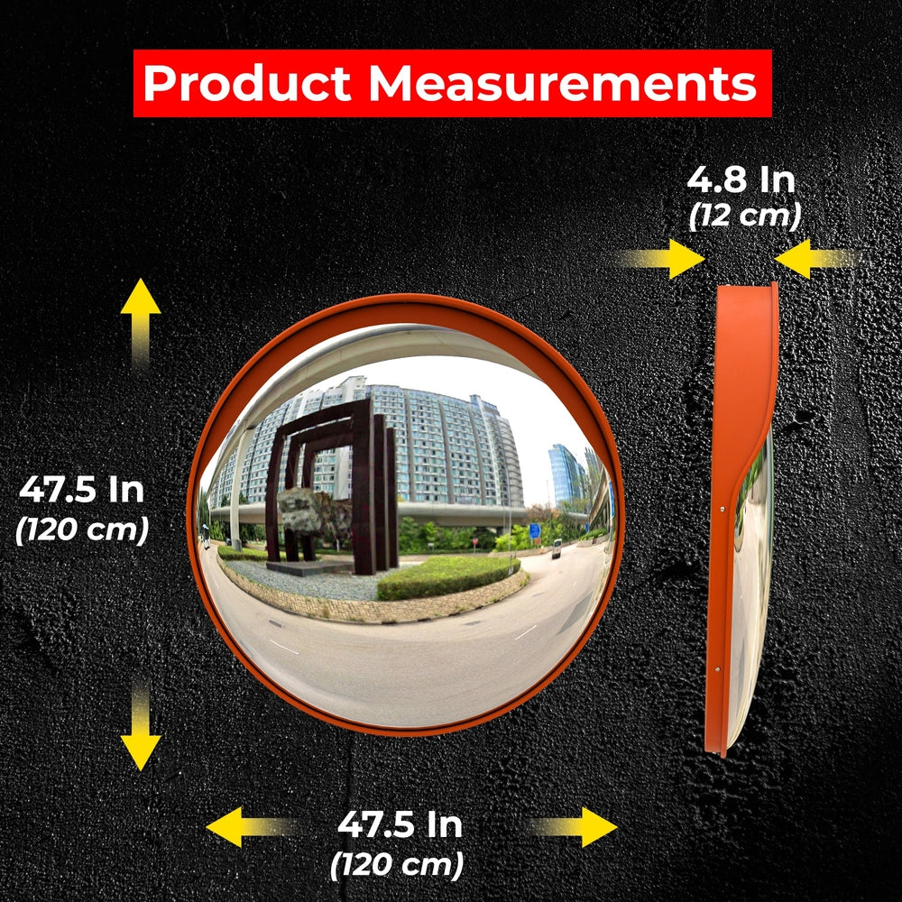 120CM Convex Safety Mirror Orange | Driveway & Blind Spot Mirror