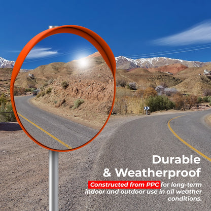 120CM Convex Safety Mirror Orange | Driveway & Blind Spot Mirror
