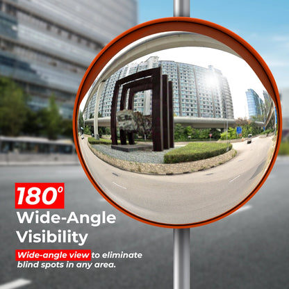 120CM Convex Safety Mirror Orange | Driveway & Blind Spot Mirror