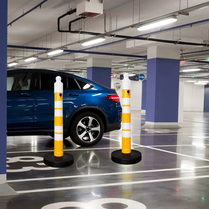 Reflective Delineator Post Yellow | 120CM Safety Traffic Barrier with Sand Weighted Base