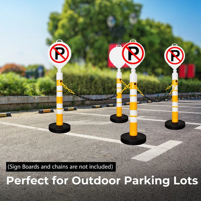 Reflective Delineator Post Yellow | 120CM Safety Traffic Barrier with Sand Weighted Base